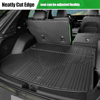 Floor Mats for 2026 2025 2024 Chevy Equinox EV (Non Fuel) Trunk Mat with Backrest Mat and Storage Mats, Door Sill Protectors, All Weather Cargo Liner Back Seat Cover for Equinox EV Accessories