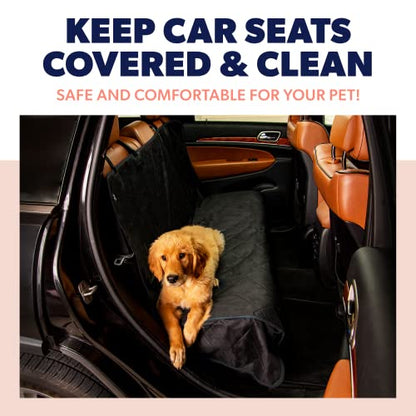 Black Car Rear Seat Cover for Dogs, Durable Waterproof & Scratch Resistant Vehicle Backseat Protector, Nonslip Dog Accessory & Pet Protection for Back Seats, Machine Washable