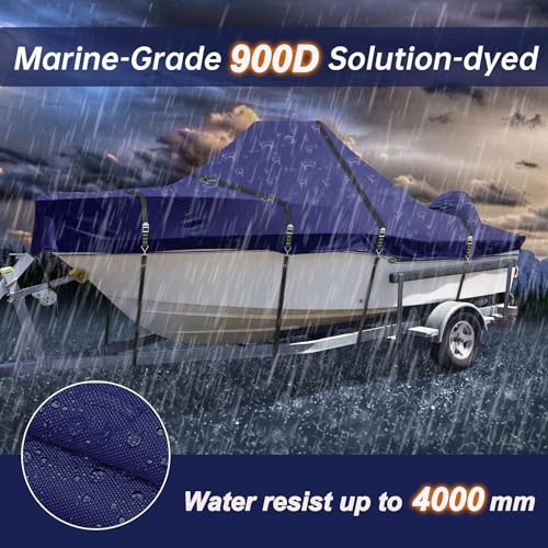 900D Center Console Boat Cover, Windproof Full Metal Buckle Straps Boat Cover for Center Console Boat Heavy Duty fits 22-24" Length, Beam Width up to 116" W, Navy - color: Navy, size: 22'-24' Length , Beam Width up to 116" W