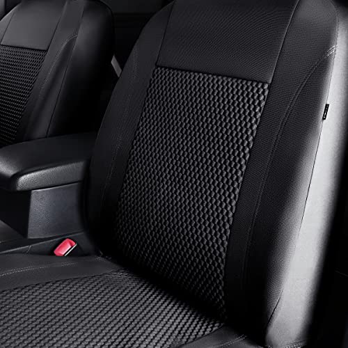 Flying Banner car seat Covers Full Set Velvet Cubic Stamp Massage Breathable Rear Bench Split Black Gray Beige tan 40/60 50/50 60/40 (Full Set - Low Back, Black) - color: Black