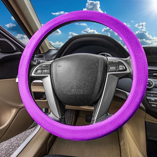 FH Group Universal Fit Silicone Snake Pattern with Massaging Grip Violet Steering Wheel Cover fits Most Cars, SUVs, Trucks, and Vans Violet - color: Violet