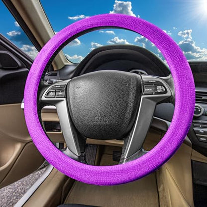 FH Group Universal Fit Silicone Snake Pattern with Massaging Grip Violet Steering Wheel Cover fits Most Cars, SUVs, Trucks, and Vans Violet - color: Violet