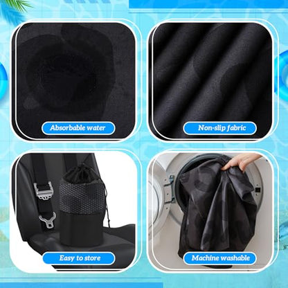 Hahafelt Car Seat Towel Covers with Storage Bag, 63 x 32 Inch Universal Non Slip Waterproof Sweat Protector for Car Truck, Gym Swimming Running, Machine Washable(2 Pack,Black Leopard) - style: Black Leopard