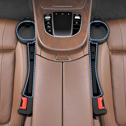 2026 Upgraded Car Seat Gap Filler with Holder and Hook, Car Seat Accessories Interior, Car Seat Gap Plug with Storage Slot, Car Organizer Fit Sedan SUV Truck, 2 Pack Black