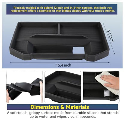 Dashboard Storage Tray Compatible with 2019–2026 Dodge RAM 1500, Center Console Dash Organizer for 12” & 14.4” Uconnect Screens, Non-Slip Console Organizer (Not for 8.4”)
