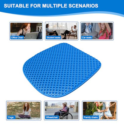 Large Gel Seat Cushion for Long Sitting with Non-Slip Cover,Soft & Breathable,Seat Cushion for Chair,Car,Office,Desk Chair,Wheelchair - size: Medium Size