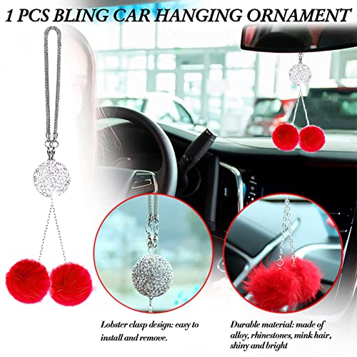 Fluffy Car Accessories Set, Fur Cute Fluffy Steering Wheel Cover & Coasters (Red) - color: red