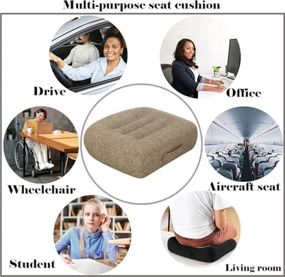 adult car seat booster for height/drivers seat booster cushion for adults-Increase The Field of View by 12cm/4.7in,Plush shell, breathable,with handle,easy to carry,for Cars,Office,Home（Light Brown） - color: Plush-light Brown