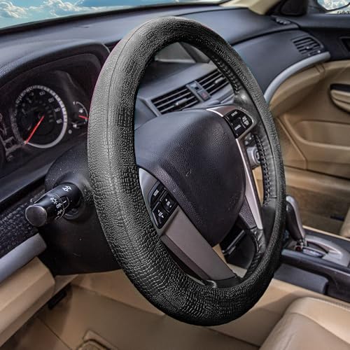 FH Group Universal Fit Silicone Snake Pattern with Massaging Grip Steering Wheel Cover Fits Most Cars, SUVs, Trucks, and Vans Black - color: Black