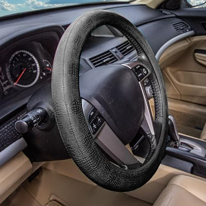 FH Group Universal Fit Silicone Snake Pattern with Massaging Grip Steering Wheel Cover Fits Most Cars, SUVs, Trucks, and Vans Black - color: Black
