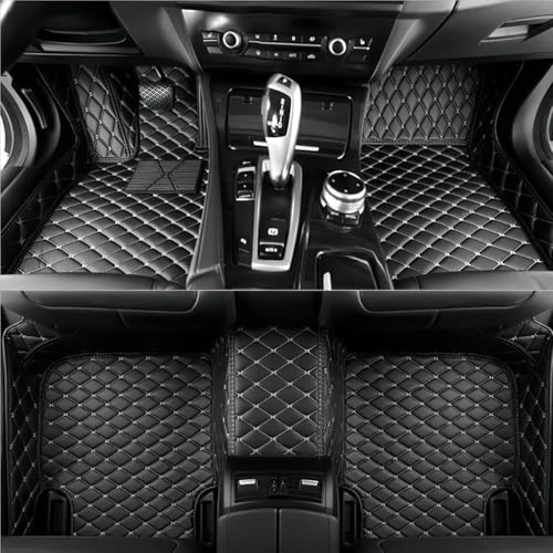 Custom Car Floor Mats Suitable for Cars, SUVs, Sports Cars, Trucks, car mats All-Weather Personalized, Fully Cover Luxury car Foot mats, Non-Slip Floor mats. (Black White) - color: Black White