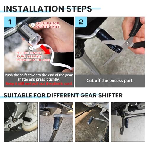 3PCS Motorcycle Shifter Shoe Protector, Shrinkable Gear Shift Cover for Motorcycle Shoes, para Motos Accessories for Men Women, Quick Install Rubber Pads for Motorbike Footwear Boots