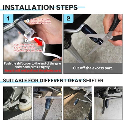 3PCS Motorcycle Shifter Shoe Protector, Shrinkable Gear Shift Cover for Motorcycle Shoes, para Motos Accessories for Men Women, Quick Install Rubber Pads for Motorbike Footwear Boots