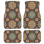 Mandala Car Rubber Floor Mat 4PCS Retro Ethnic Tribe Mandala Graphic Front and Rear Mats Rubbers Non Slip Floor Mats Heel Pad Gradient Lotus Flower Fit for SUV Van Truck - color: Retro Mandala Flower