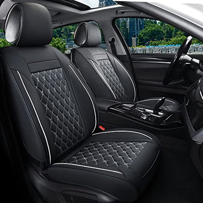 Car Seat Covers Front Pair,Universal Fit for Most Cars,SUV,Sedans and Pick-up Trucks,Automotive Faux Leather Vehicle Cushion Covers(Front Pair,Black/White) - color: Blackwhite, size: Front Pair