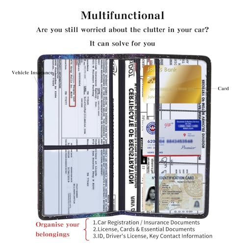 Leather Car Registration and Insurance Card Holder, Car Document Holder for Cards License with Magnetic Shut(Purple) - color: Purple