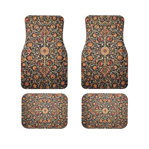 Vintage Boho Car Floor Mats-Non-Slip Rubber Backing,Front (26.8x17.3in) & Rear (13x17.3in) Set-Water Absorbing, Durable Automotive Floor Liners with Stylish Patterns - color: Vintage Patterns