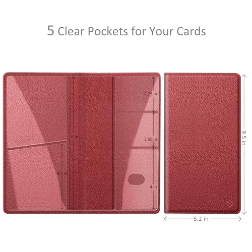 FINPAC Car Registration and Insurance Card Holder, Vehicle Glove Box Card Organizer Wallet Automobile Accessories for License - color: Poppy Red