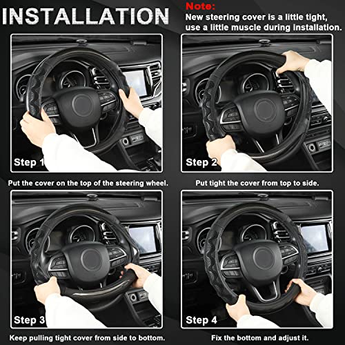 GIANT PANDA Steering Wheel Cover for Jeep Wrangler, Car Steering Wheel Cover for Jeep Grand Cherokee and Cherokee - Black