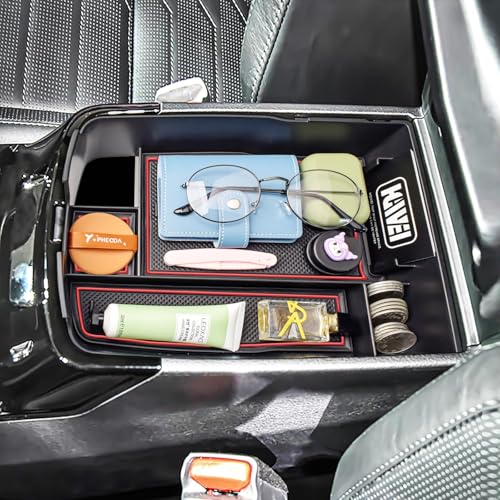Center Console Organizer Compatible with Kia Telluride 2020 2021 2022 2023 2024 2025 2026 Interior Accessories Insert Tray Coin Holder Armrest Secondary Storage Box, Red - color: red