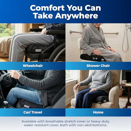 Roho Mosaic Seat Cushion 18” x 16” Inflatable Air Cell Design, Adjustable Firmness, Non-Skid Cover, Lightweight Portable Cushion for Wheelchair, Office Chair, Car & Home - size: 18" x 16"