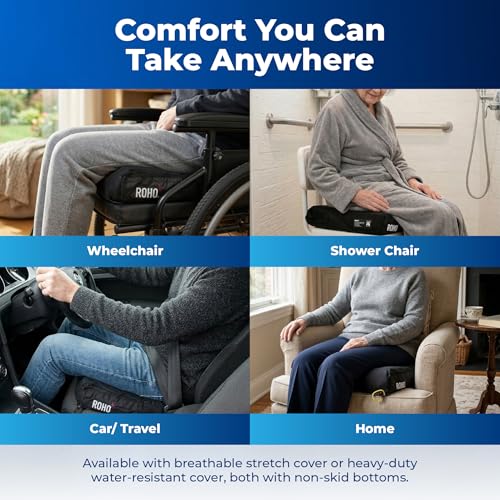 Roho Mosaic Seat Cushion 16” x 18” Inflatable Air Cell Design, Adjustable Firmness, Non-Skid Cover, Lightweight Portable Cushion for Wheelchair, Office Chair, Car & Home - size: 16" x 18"
