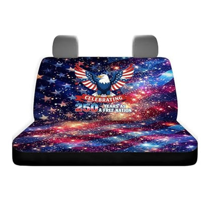 AFPANQZ Car Seat Covers 2 Pcs Back Seat Cushion Split Bench Covers, American Eagle Galaxy Print Universal Rear Seat Protector for SUV Trucks Sedan - color: American Eagle Galaxy