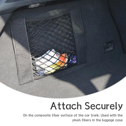 3 Pack Car Trunk Storage Net with Nylon Sticker, Mesh Cargo Net for Car Trunk Storage, Secure Cargo Holder for Auto SUV Trunk Back RV Camper, Pouch Bag Storage for Storing Bottles Tools Small Items