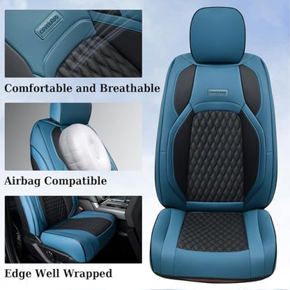 Coverado Tundra Seat Covers, Front Car Seat Covers Fit for Tundra 2007-2013 2022 2023 Faux Leather Seat Covers for Car Seat Protector Cushion for Truck Car Interior Accessories(Blue)