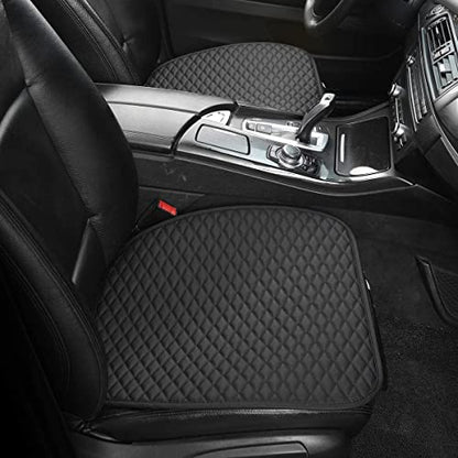 Pu Leather Car Seat Bottom Covers Protectors Include 1 Pair Front Driver Seat Pad Mat and 1 Rear Bench Cover Universal Fit 90% Vehicles,Black - color: A-Black, size: Universal Fit - Full Set