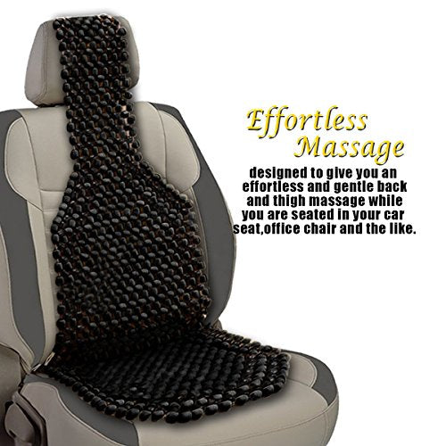 Beaded Seat Cushion Car Driver Seat Cover with Durable & Double Strung Natural Wood Beads- Cooling Comfort Ventilated Massaging Support Cushion for Auto Cars -1 Pack Black - color: 1 Pack Black