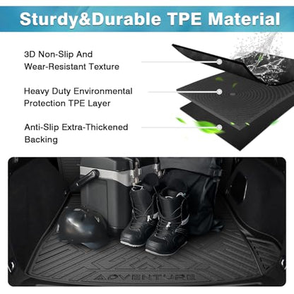 Mixsuper Cargo Liner for Jeep Grand Cherokee 2022-2026, All Weather TPE Trunk Cargo Mat with Backrest Protectors Compatible with Grand Cherokee & 4xe (Not for Grand Cherokee L/WK) - size: 22-25 |Grand Cherokee 4XE| Cargo & Backrest Mat