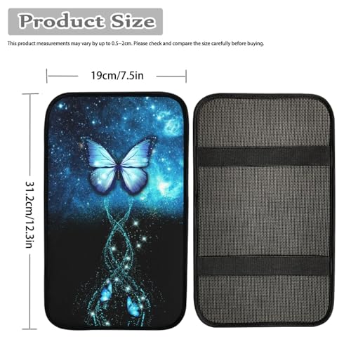 UNICEU Galaxy Blue Butterfly Car Center Console Armrest Cushion Pad Auto Interior Accessories Neoprene Soft Armrest Protector Pad Anti Slip Cover - color: Galaxy Blue Butterfly