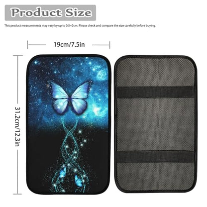 UNICEU Galaxy Blue Butterfly Car Center Console Armrest Cushion Pad Auto Interior Accessories Neoprene Soft Armrest Protector Pad Anti Slip Cover - color: Galaxy Blue Butterfly