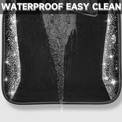 CAR PASS Bling Diamond Car Floor Mat Shining Rhinestones Carpet, Sparkly Glitter Crystal Anti-Slip PVC Heel Pad Automotive Universal Fit for SUV Sedan Car Van, 4pcs for Girl Cute Women, Black Silver - color: Silver Diamond