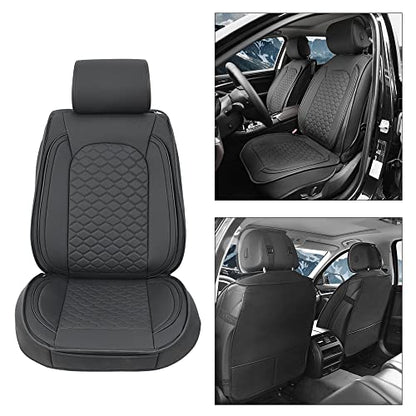 Elantrip Car Seat Cover Full Set Luxury Faux Leather with Diamond Quilted Design, Waterproof, 5mm High Elasticity Foam Suitable for Cars Trucks and Suvs Black - size: Full Seat Cover Set