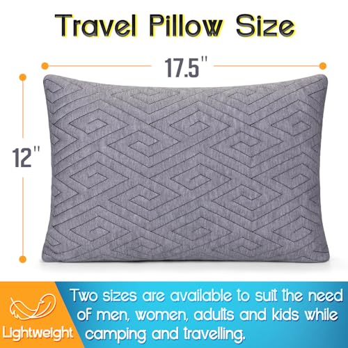 1 MIDDLE ONE Travel Pillow for Sleeping Camping, Memory Foam Small Pillow with Breathable Cover for Backpacking, Airplane, Car (17.5 x 12 Inch) - size: 17.5 x 12 Inch