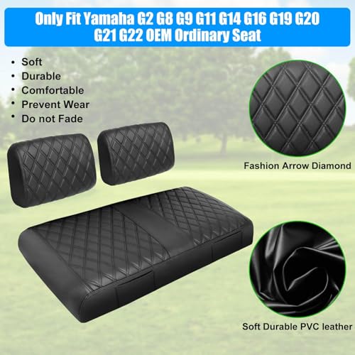 Golf Cart Seat Covers Front for Yamaha G2 G8 G9 G11 G14 G16 G19 G20 G22 Golf Carts Made Thick Premium Marine Leather with Custom Diamond Anti-Scratch/Anti-Fading/Easy to Install - style: Fit YAMAHA G2 G8 G9 G11 G14 G16 G19 G20 G22