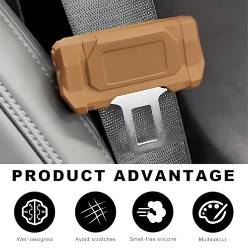 2 PCS Car Seat Belt Buckle Covers, Anti-Scratch Silicone Auto Seatbelt Clips Protector, Universal Seat Belt Buckle Protective Sleeve for SUVs Vans Trucks, Car Accessories (Brown) - color: Brown