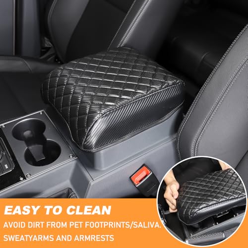Car Armrest Box Cover Protector Compatible with Ineos Grenadier 2020-2024 Center Console Lid Protector Cover Original Customized Armrest Cover (Carbon Fiber Texture)
