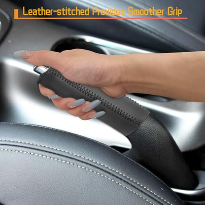 Genuine Leather Handbrake Protector Cover Compatible with Kia K3 2012-2016 Anti-Slip Hand Brake Parking Lever Sleeve Black