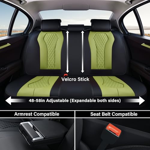 Coverado Car Seat Covers, Back Car Seat Cover, 3-Pieces Leather Seat Cover, Luxury Car Seat Cushion, Luxury Seat Cover Seat Protector Universal Most Cars Trucks SUV - color: Black/Green