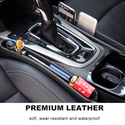 Tumecos Car Seat Pockets PU Leather Car Console Side Organizer Seat Catcher Holders Compatible with Phone Key Wallet Phone Sunglasses 2 Pack (Black+Red) - color: Black+Red