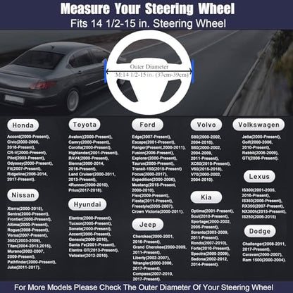 Steering Wheel Cover Universal Standard Size 14.5-15 inch, Non-Folding Packaging, Microfiber Leather, Anti-Slip, Soft Grip, Fits Most Cars SUVs Trucks, Light Creamy White - color: Light Creamy White, size: Round Shaped: Medium 14 1/2''-15''