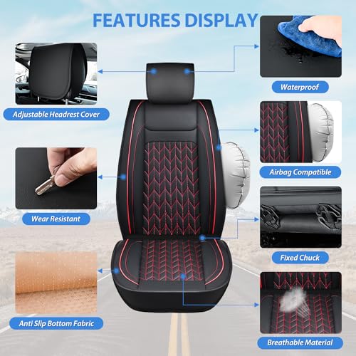 Nilight Car Seat Covers Custom Fit 2009-2024 Ram 1500 and 2010-2024 2500 3500 Waterproof Wear-Resistant Faux Leather Anti Slip Cushion Set (2PCS Front Seats Cover) - color: Front Sets 2 Seat, style: Dodge Ram 2009-2024