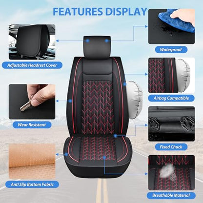 Nilight Car Seat Covers Custom Fit 2009-2024 Ram 1500 and 2010-2024 2500 3500 Waterproof Wear-Resistant Faux Leather Anti Slip Cushion Set (2PCS Front Seats Cover) - color: Front Sets 2 Seat, style: Dodge Ram 2009-2024