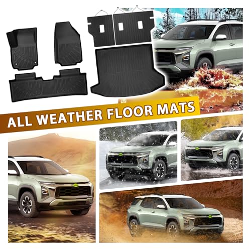 Floor Mats for 2025 2026 Chevrolet Chevy Equinox (Non EV) / GMC Terrain Car Mat, All Weather TPE Custom Cargo Liner Seat Back Cover Protectors Accessories (Floor Mats+Backrest Mat+Trunk Mat) - size: 2)Chevrolet Equinox Gas/GMC Terrain｜25-26｜Full Set
