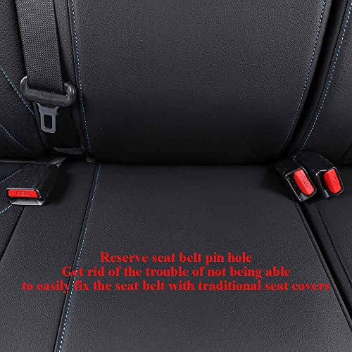 EKR Tacoma Leather Car Seat Covers Custom Fit for Toyota Tacoma 2012 2013 2014 2015 (Regular Seats) - Truck Seat Covers Full Set,Faux Leather(Black with Blue Trim) - color: Leather (Black with Blue Trim), size: 2012-2015 Tacoma Full Set (Regular Seats)