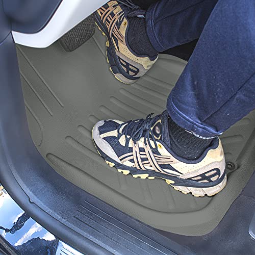 FH Group Faux Leather Deep Dish Car Floor Mats – Trim-to-Fit, Universal Fit Full Set Automotive Floor Mats for Cars, SUVs & Trucks, Durable All-Weather Interior Protection, Gray - color: GRAY