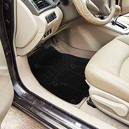 ZONETECH All Weather Rubber Semi Pattern Car Interior Floor Mats – 4-Piece Set Black Heavy Duty Car Interior Floor Mats - size: 4-Piece Trimmable Floor Mats